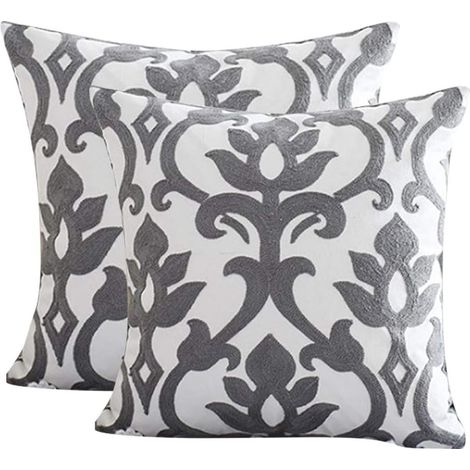 100% cotton pillowcases, soft classic embroidery. Decorative square vintage retro cushion cover for living room, sofa, bedroom (45.7 x 45.7 cm) (1/5)