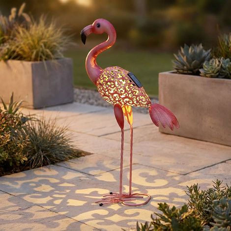 Lampada solare a LED decorazione in metallo rosa bianco caldo IP44 H 74 cm
