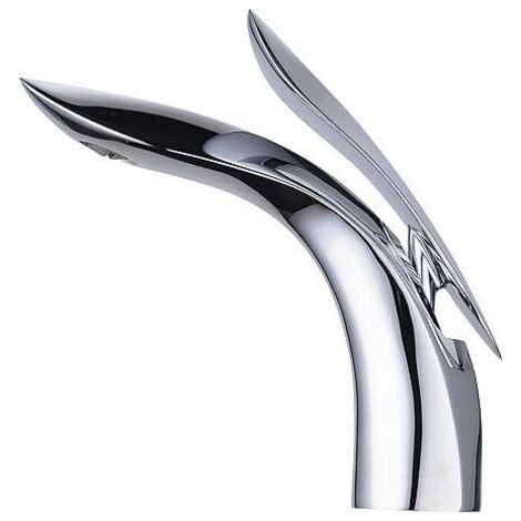 Einhand-Waschbeckenarmatur, Einloch-Waschtischarmatur, Silber, MUMU