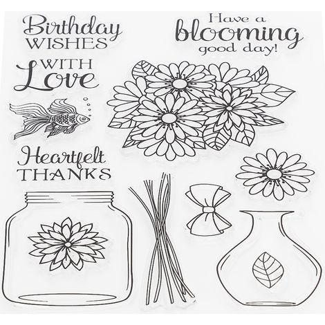 Tampon en caoutchouc transparent Vase à Fleurs avec Découpe DIY pour Scrapbooking, Loisirs Créatifs et Collections (1/5)