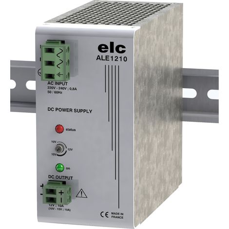 Alimentation pour rail DIN ELC, 12V c.c. 10A, 190  253V c.a., 150W (1/3)