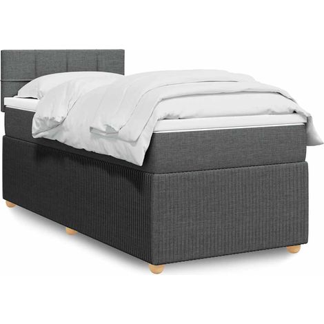 Cama box spring con colchón tela gris oscuro 90x190 cm vidaXL (1/5)