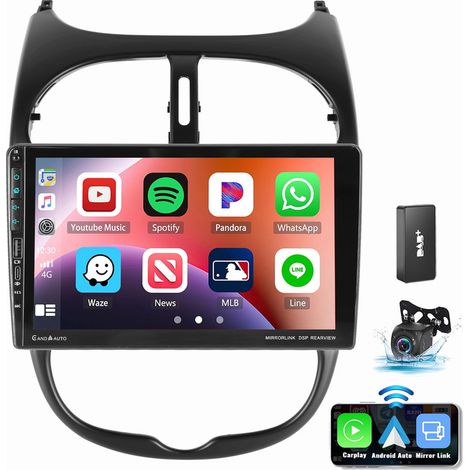 Autoradio Android 14 GPS RDS BT SWC pour PEUGEOT 206 206CC 206 SW Type-C USB 4+64G DAB CAM (1/5)
