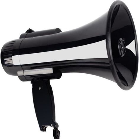Mégaphone portable - 30W - Noir - Enregistrement 240s - Ouvre-bouteille (1/3)