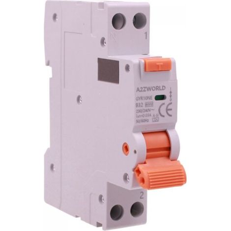 RCBO Interruttore Magnetotermico Differenziale Tipo A-SI Super Immunizzato, Curva B 1P+N 1M 6000A 30mA AC 230V IP20, GYR10N, Disponibili 6A 10A 16A 20A 25A 32A 40A (B32A)