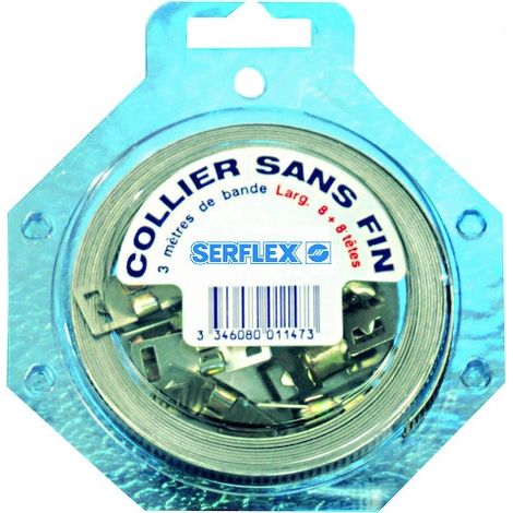 Collier à bande sans fin avec têtes CIBSF8 - Plage de serrage : 03000 mm - Nombre de têtes : 8 - Largeur de bande : 8 mm - SERFLEX