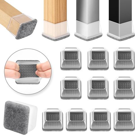 Chair Leg Covers, 12-20mm Silicone Floor Protectors for Chair Legs, Furniture Pads for Table Legs for Hardwood Floors (square, 0.55-0.75") (1/5)