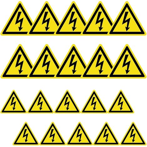 20 Pièces 5cm/10cm Signalétique Electricité Autocollant, Panneau danger Électrique Jaune, Sticker Adhésif Electricité PVC (1/5)