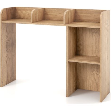 Libreria da scrivania con 4 ripiani e scomparto aperto, Scaffale a 3 livelli da tavolo multiuso Naturale (1/4)