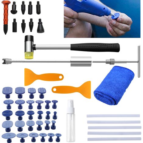 Randaco 48 teiliges Ausbeulwerkzeug Auto Dellen Reparaturset multifunktionales professionelles Auto Brücken Abzieher Dellenreparatur Set