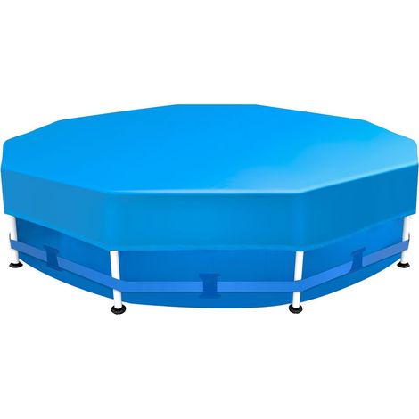 Sekey Poolabdeckung Rund Passend für Runde Stahlrahmenbecken, Verstellbare Schnallen & Klettverschlüssen, Wind- & Staubdicht, Reißfestes Hochdichtes Abdeckplane, 305 cm, Blau