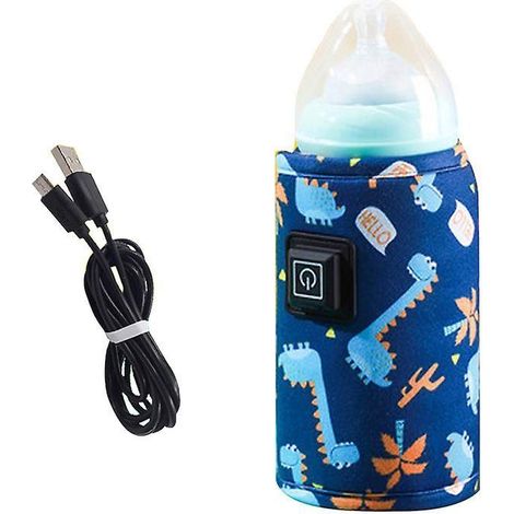 Chauffe-biberon USB portable, sac isotherme d'allaitement pour nourrisson, accessoire de repas bébé, kit alimentation avec pochette thermique, bleu - 150 caractères max (1/5)