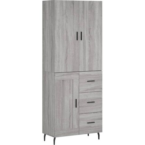 Buffet bahut commode armoire meuble de rangement organisateur cuisine salle de séjour salon haut sonoma 69,5 x 34 x 180 cm bois d'ingénierie gris