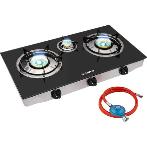 Plaque à Gaz Portable 3 Feux, Réchaud GPL pour Camping, Jardin, 50 mbar, 6.250W, TC03GBDE (1/5)