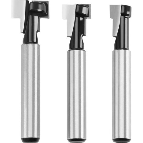 Fresa da 8 mm per scanalatura a T, punte per router a forma di T, 3 pezzi (code da 7,93/9,52/12,7 mm) con lame in acciaio per utensili elettrici, attrezzi per falegnameria (1/5)