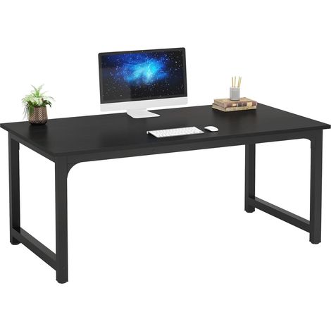 Tribesigns Bureau d'ordinateur Moderne, 160 x 80 cm, Grand Bureau, Table d'ordinateur, Bureau d'étude, Poste de Travail pour Bureau à Domicile, Rustique/Noir (1/5)