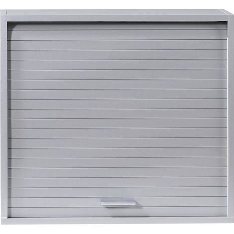Les Tendances – Rangement mural gris 60 x 54 x 25 cm – Structure en panneaux de particules mélaminés – Rideau coulissant – Tablette réglable (1/4)