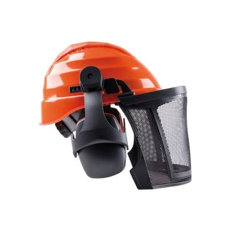Elmetto 2704 FND forestale in plastica protezione orecchie e visiera in nylon