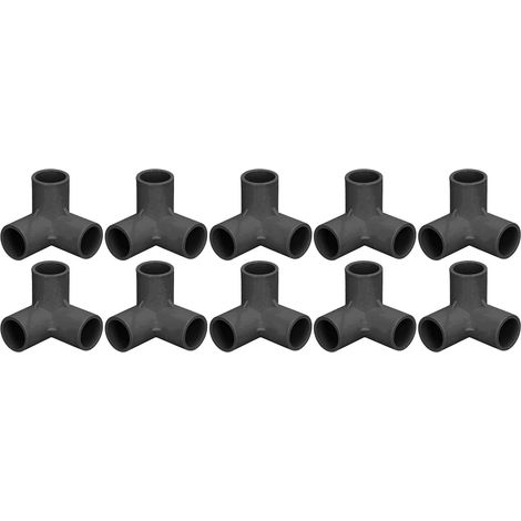Raccords de tuyauterie à 3 voies Connecteur coudé en plastique PVC 25 mm diamètre intérieur pour conduites d'eau Connexions tente serre meubles 10 pièces Durable haute (Blanche) Noire - (1/5)