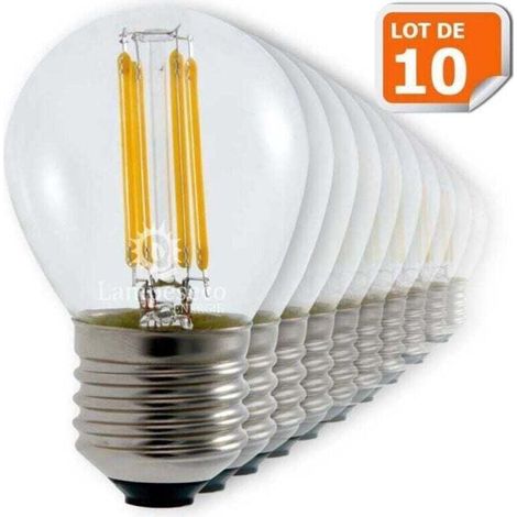 Paquete de 10 bombillas LED de filamento, XU, casquillo E27, 4 vatios (equivalente a 42 vatios), blanco cálido, producto de alta calidad, larga vida útil, ahorro de energía, sin rayos UV, satisfacción (1/3)