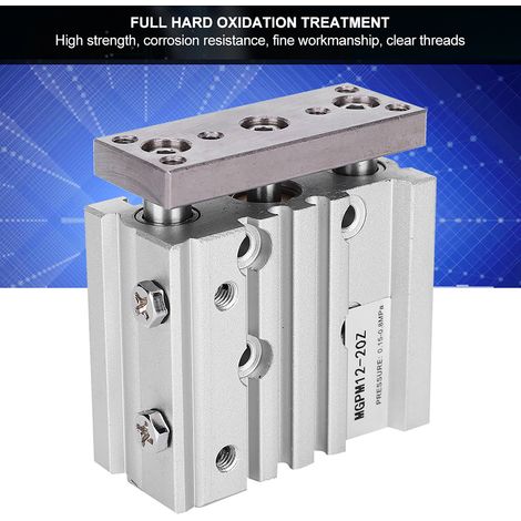 Vérin pneumatique double effet MGPM12-20Z à 3 tiges, corps en alliage d'aluminium, alésage 12 mm, course 20 mm (1/5)