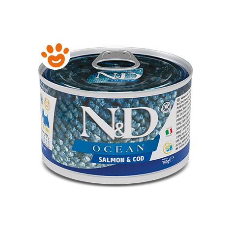Farmina Dog N&D Ocean Adult Mini Salmone e Merluzzo  - Farmina Dog N&D Ocean Adult Mini Salmone e Merluzzo - Lattina Da 140 Gr