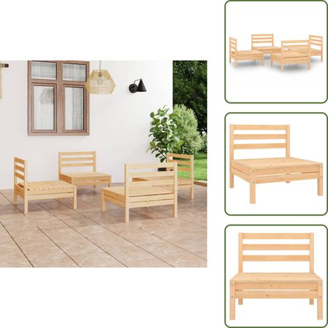 Madera de pino - vidaXL Juego de muebles de jardín 4 piezas madera de pino maciza - Muebles de exterior