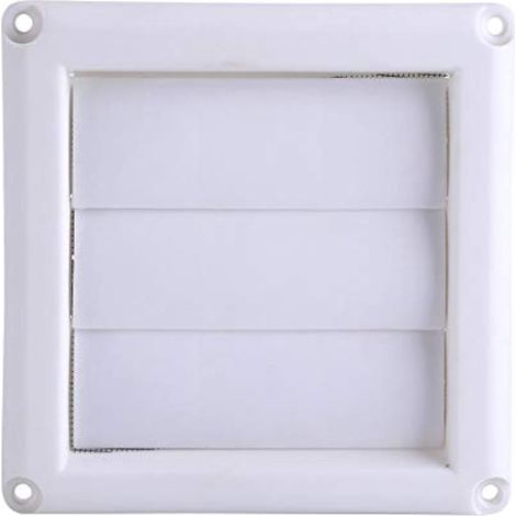 Grille de ventilation en plastique, 15 x 15 cm, cache-ventilation mural, 3 ailettes, avec filet. (1/5)