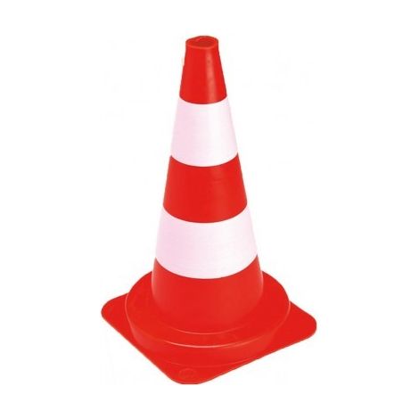 Cône de signalisation orange fluo 50cm – Résistant aux lavages haute pression – 2 bandes blanches pour visibilité – Pour chantiers et sécurité – Vinmer