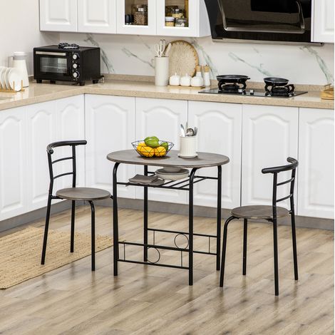CHICFURN Conjunto de mesa y sillas 80 x 53 x 74,5 cm MDF negro con almacenaje (1/5)