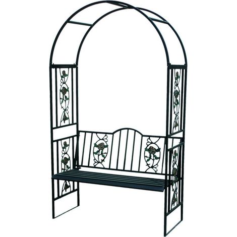 TrendLine Rosenbogen mit Bank 122x52x210 cm Gartenbank Rankhilfe Rankgitter