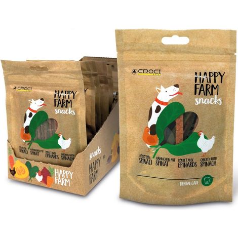 Happy Farm Snacks Poulet aux épinards 12 sachets de 80 g chacun