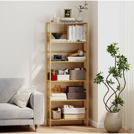 Regal mit 6 Ebenen verstellbar aus Bambus 60x26x161 cm OKMYHOME (1/5)