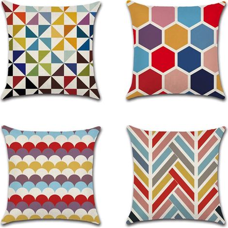 Housse de coussin décorative, idéale pour le printemps, l'été, l'automne et l'hiver. Convient pour canapé, voiture, maison, lit, bureau, café, jardin, extérieur. 45 x 45 cm, lot de 4. (1/5)