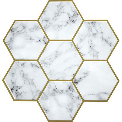 Stickers repositionnables - Tuile Hexagone Marbre et Or (1/5)