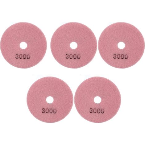Lot 5 tampons polissage humides – 4 pouces – 3000 grit – granit / pierre / béton / marbre