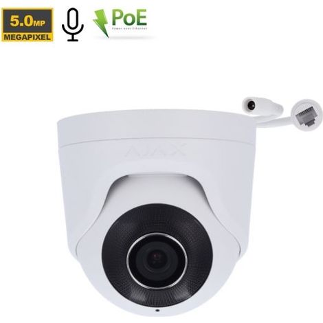 Ajax Telacamera IP dome 5Mp PoE Bianco 3K TurretCam - 64923 (2.8mm 110°)