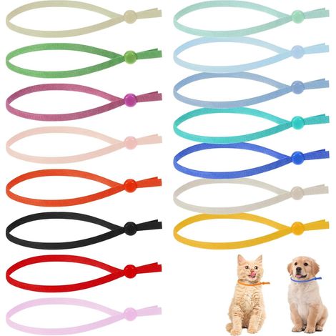 Paquete de 75 collares expandibles para cachorros, 15 colores, hebillas de identificación, collares ajustables para cachorros y gatitos (1/5)
