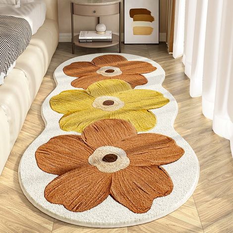 Tapis moelleux imitation cachemire motif fleur 50x120 cm – tapis intérieur confortable design moderne, finition douce, base antidérapante pour maison et bureau (1/5)