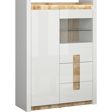 Credenza 2 ante 2 cassetti Helios bianco e marrone 141cm