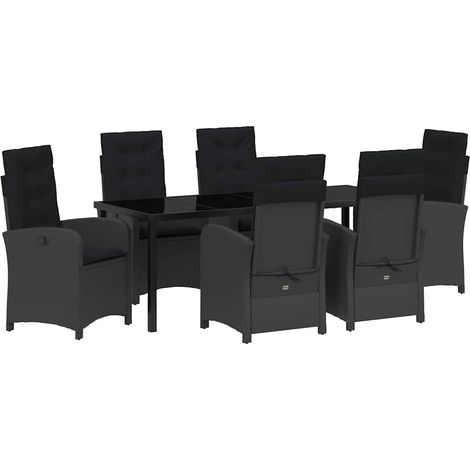 Maison Exclusive - Set da Pranzo per Giardino con cuscino 7 pcs Nero polyrattan
