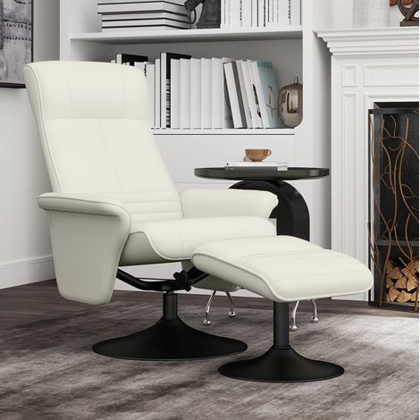 Fauteuil relax inclinable pivotant à 360° avec repose-pieds, microfibre crème HAVRYA (1/5)