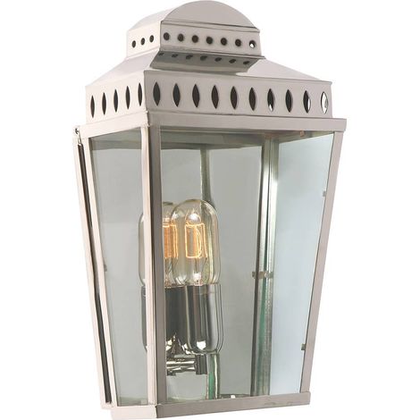 Lampada da Esterno Lampada da Parete Ottone Vetro H 37,5 cm Nichel Lucido 1 Luce IP44 (1/5)