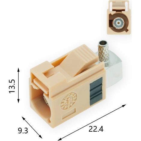 FAKRA Kfz-GPS-Stecker, kurzes Gehäuse, Buchse Typ I, Stecker-Buchse, 174 Adern, zur Fahrzeugsignalverlängerung (1/3)
