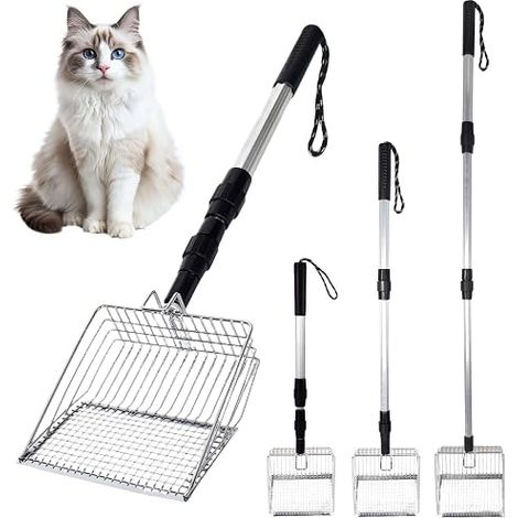 Chicken Scoop, Chicken Coop Accessories, Chicken Coop Sieve Scoop, Adjustable Telescopic Handle, Scoops for Cleaning Chicken Coops, Cat Litter and Small Animals (1/5)