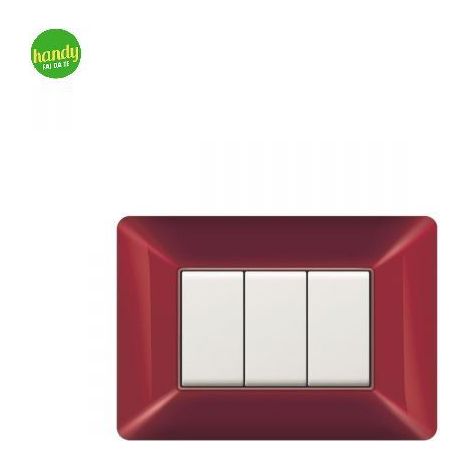 Placca da 3 moduli Easy Elettrocanali in plastica amaranto