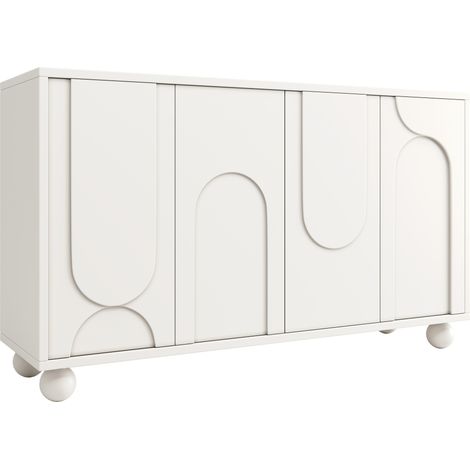 Credenza moderna bianca 120x35x71 cm in MDF con ripiani regolabili e antiribaltamento (1/5)
