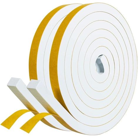 Joint Adhésif Isolation Fenêtre - Joint Porte Entrée en Mousse Caoutchouc 12mm(l) x 12mm(H) x 4m(L) - Anti Froid et Isolation du Bruit - Antichoc pour Coin de Placard, Blanc (1/5)