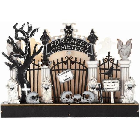 Décoration fantôme en bois pour cimetière d'Halloween, idéale pour une maquette en bois créative. (1/5)