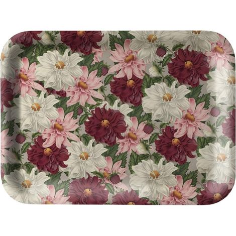 Vassoio da cucina decorativo con dalie viola